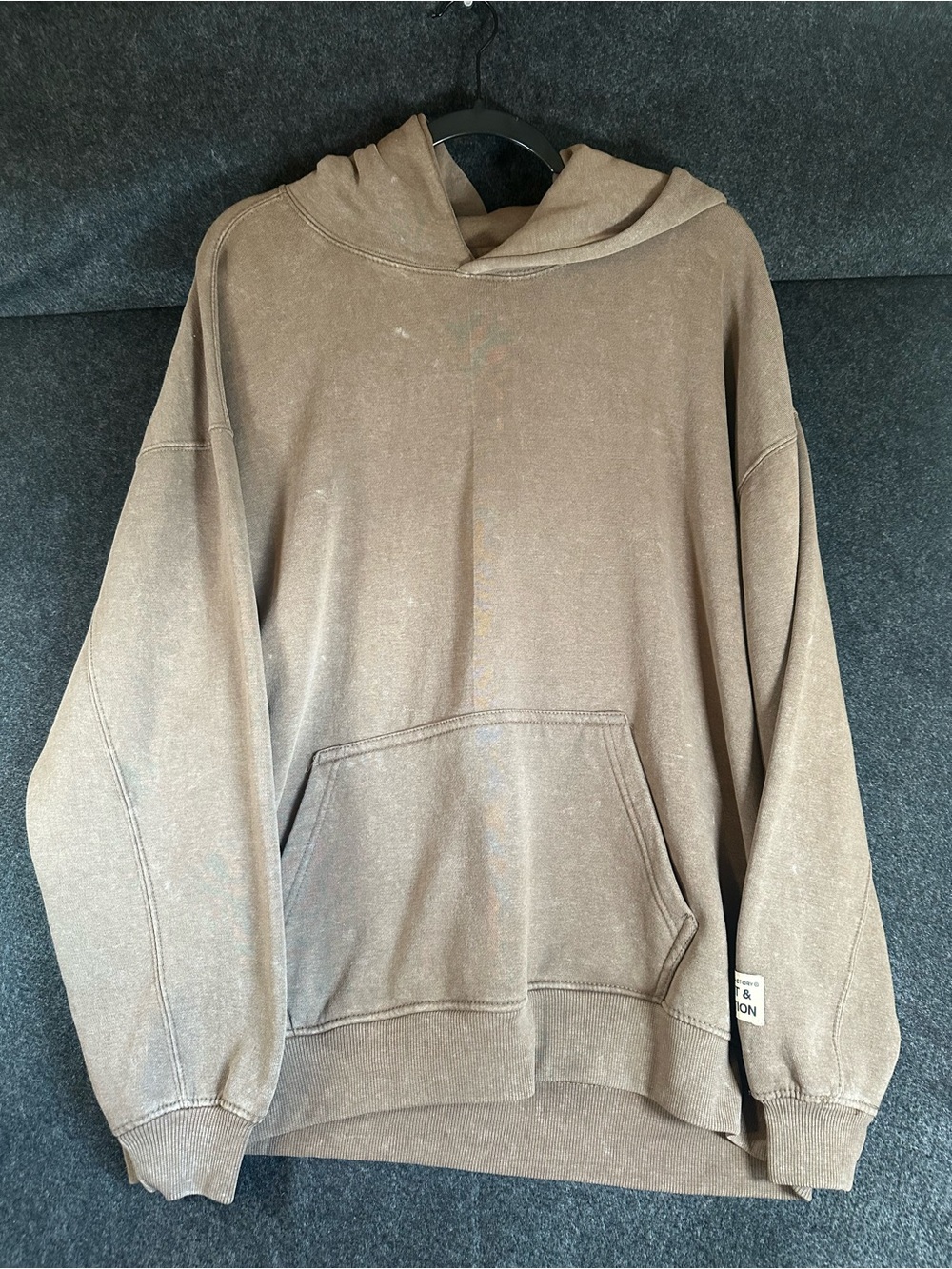 Fleece Factory Art & Motion Pullover Hoodie Brown Oversized Sweatshirt Large